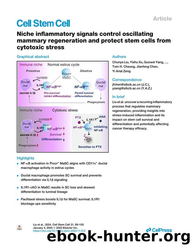 Niche inflammatory signals control oscillating mammary regeneration and protect stem cells from cytotoxic stress by unknow