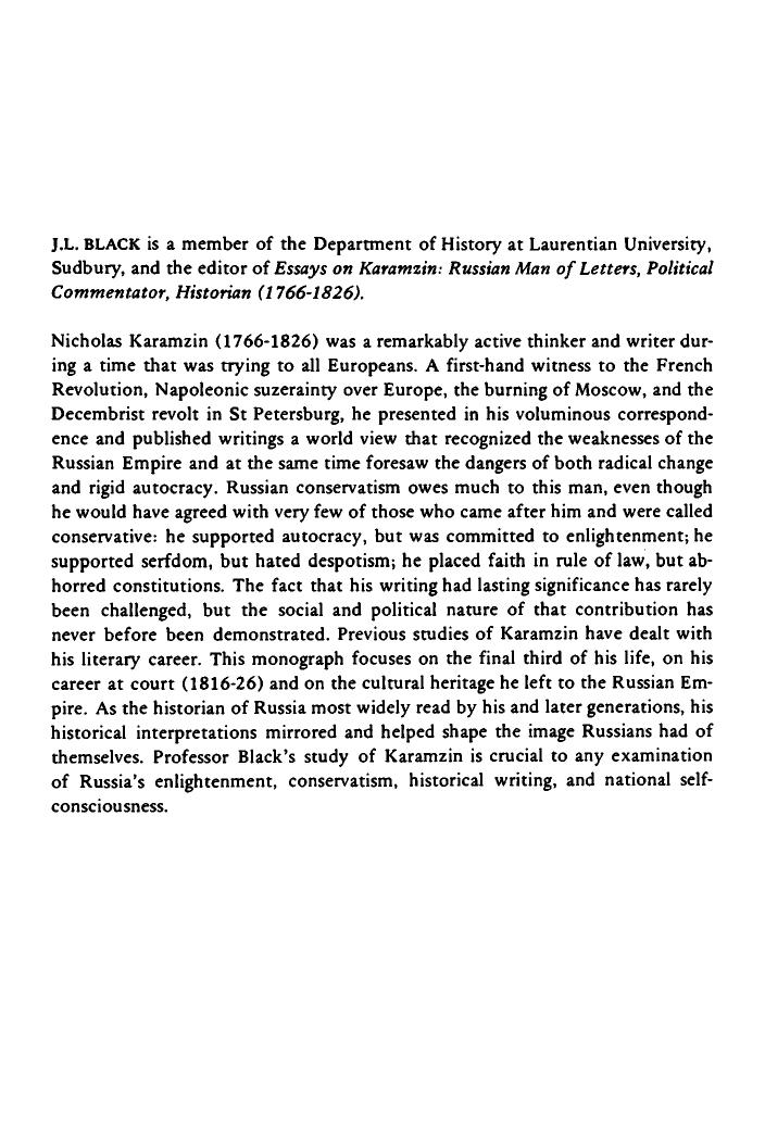 Nicholas Karamzin and Russian Society in the Nineteenth Century: A Study in Russian Political and Historical Thought by Joseph Laurence Black