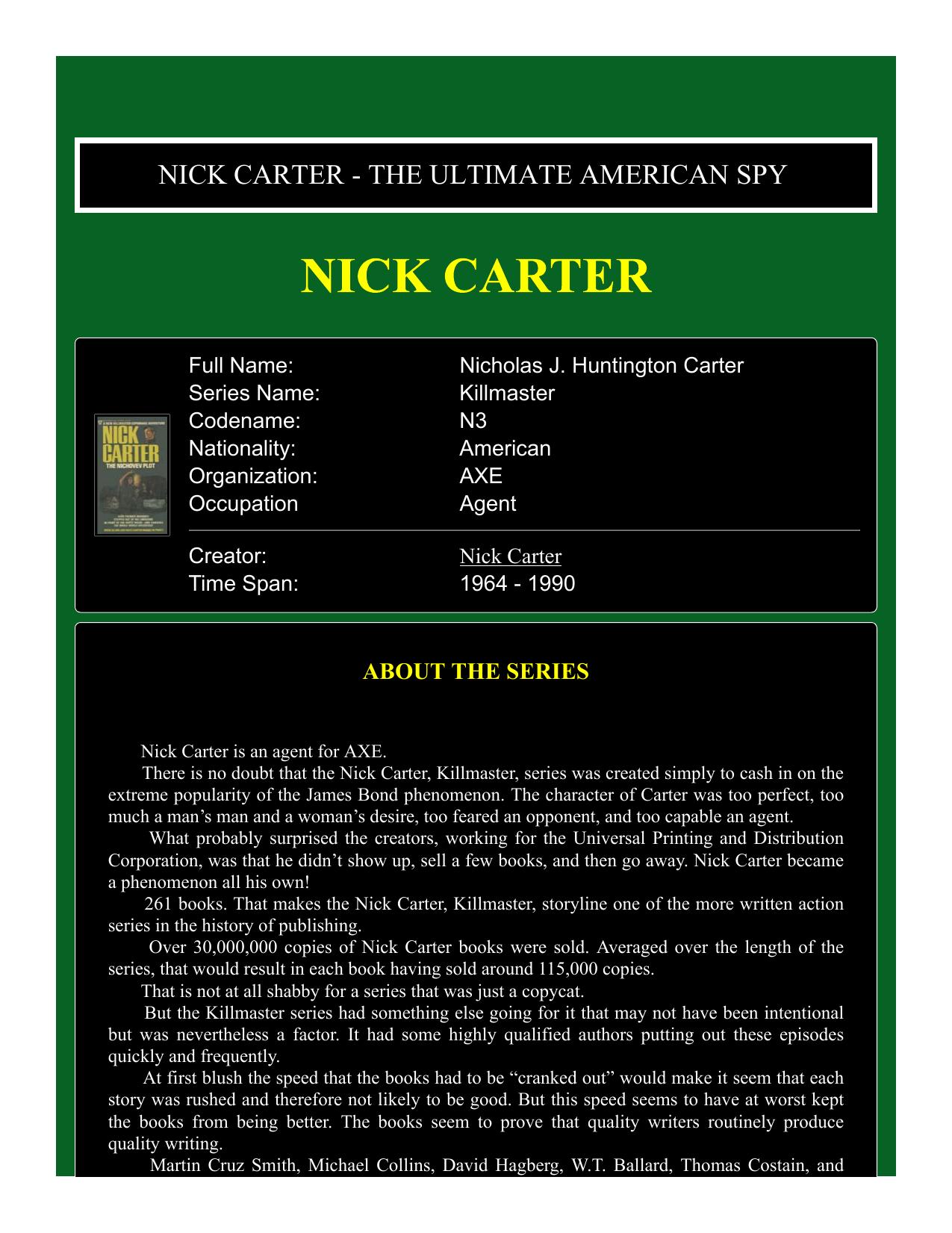 Nick Carter - Spy Guys And Gals by IK