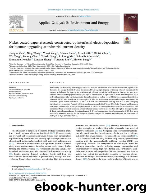 Nickel coated paper electrode constructed by interfacial electrodeposition for biomass upgrading at industrial current density by unknow