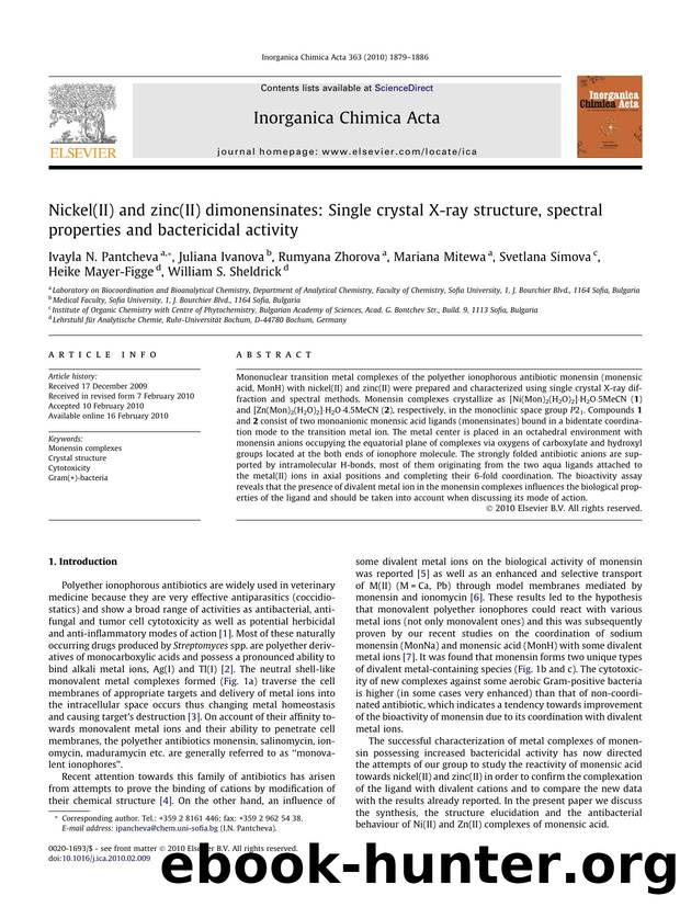 Nickel(II) and zinc(II) dimonensinates: Single crystal X-ray structure, spectral properties and bactericidal activity by unknow