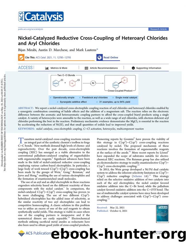 Nickel-Catalyzed Reductive Cross-Coupling of Heteroaryl Chlorides and Aryl Chlorides by Bijan Mirabi Austin D. Marchese & Mark Lautens