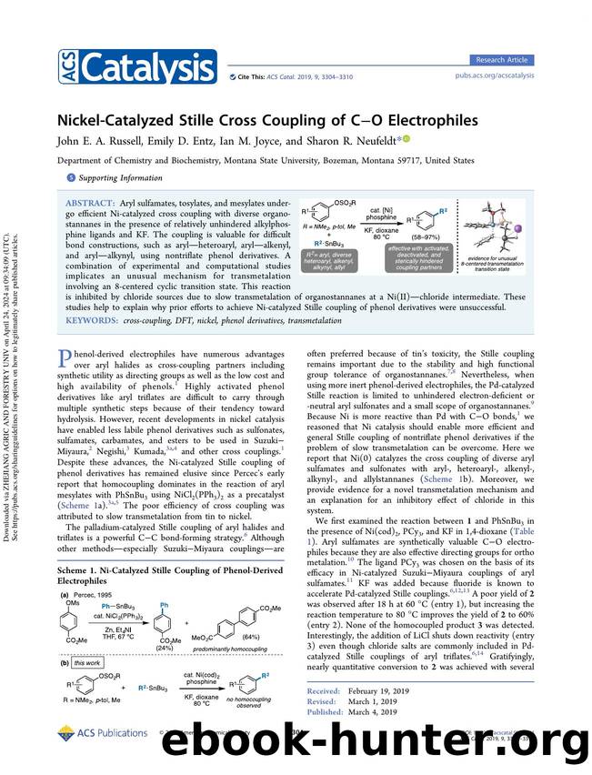 Nickel-Catalyzed Stille Cross Coupling of CâO Electrophiles by John E. A. Russell Emily D. Entz Ian M. Joyce & Sharon R. Neufeldt
