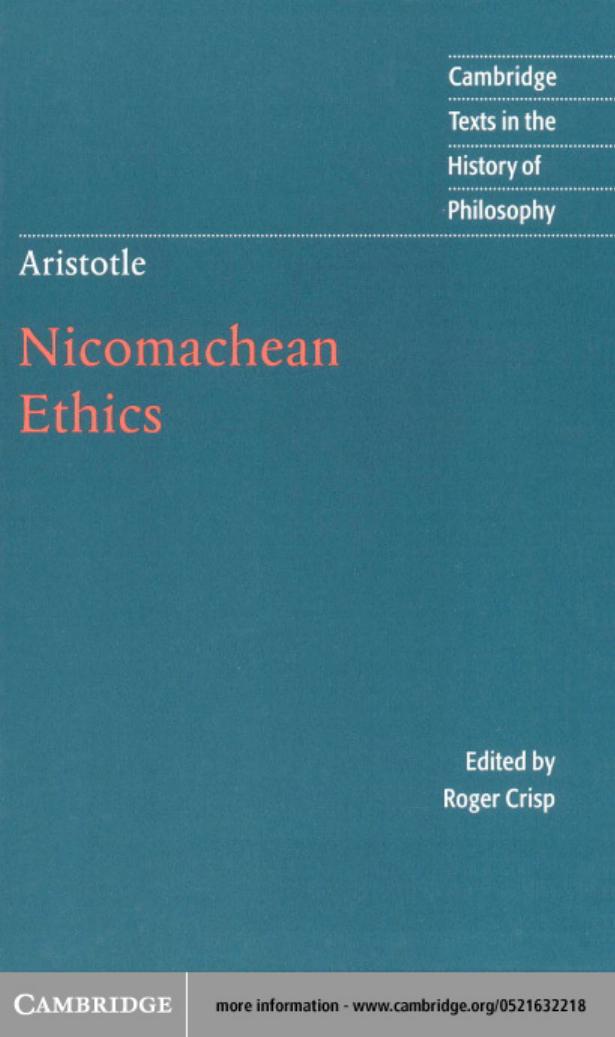 Nicomachean Ethics (Cambridge Texts in the History of Philosophy) by Aristotle