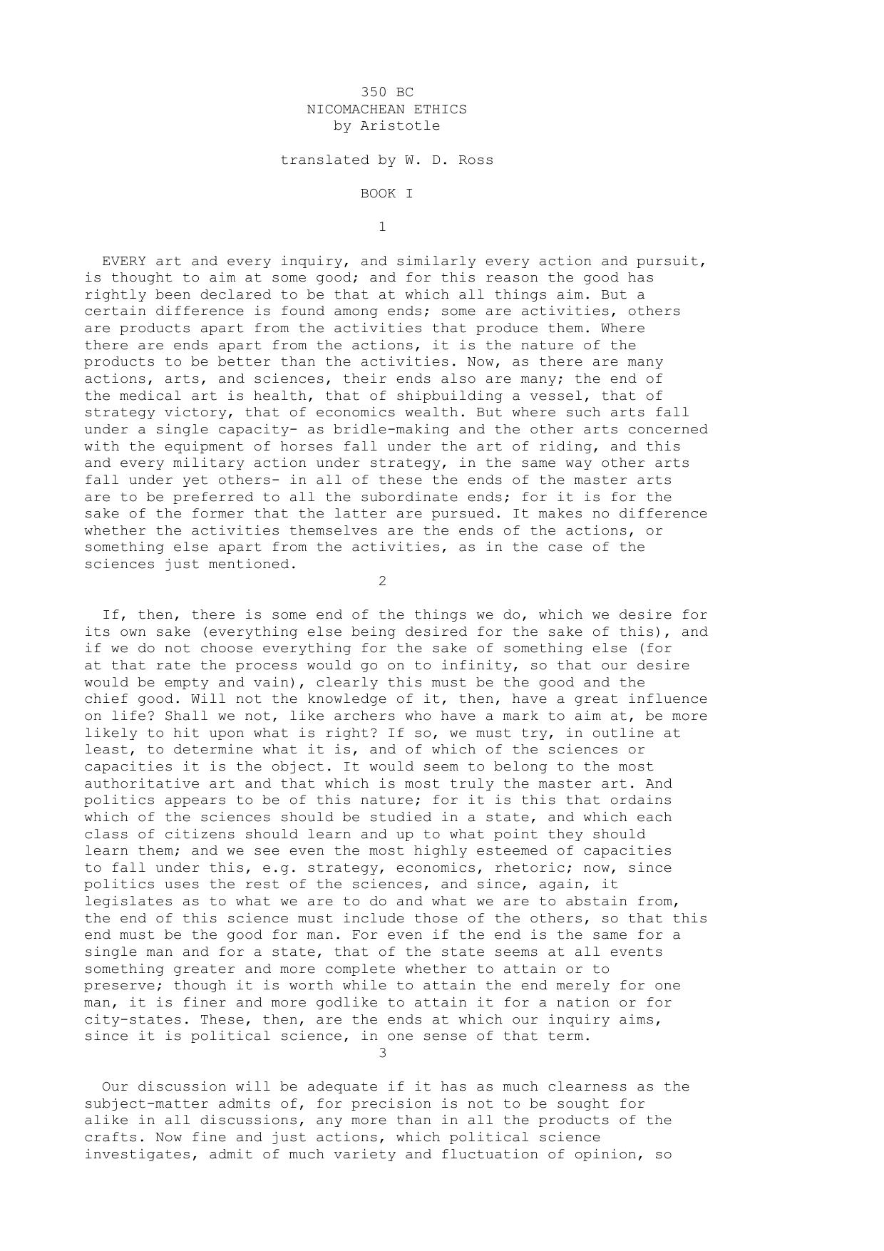Nicomachean Ethics by Aristotle