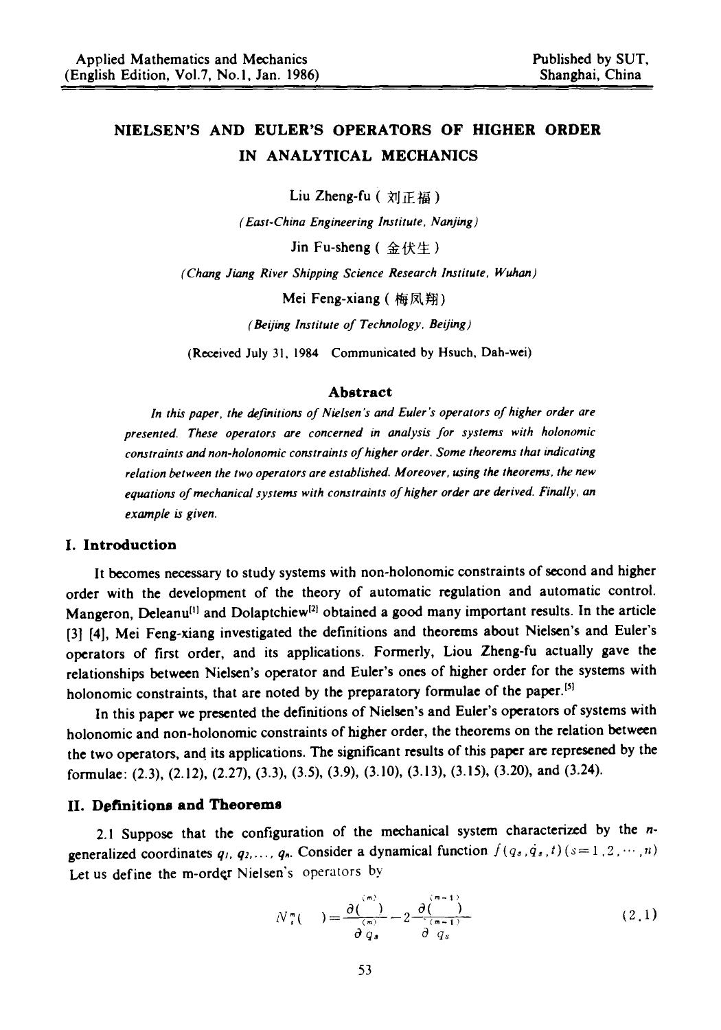 Nielsen's and Euler's operators of higher order in analytical mechanics by Unknown