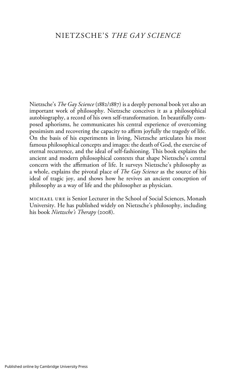 Nietzsche's The Gay Science: An Introduction by Michael Ure