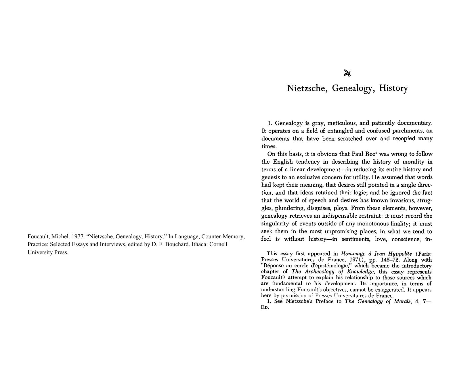 Nietzsche, Genealogy, History by Michel Foucault