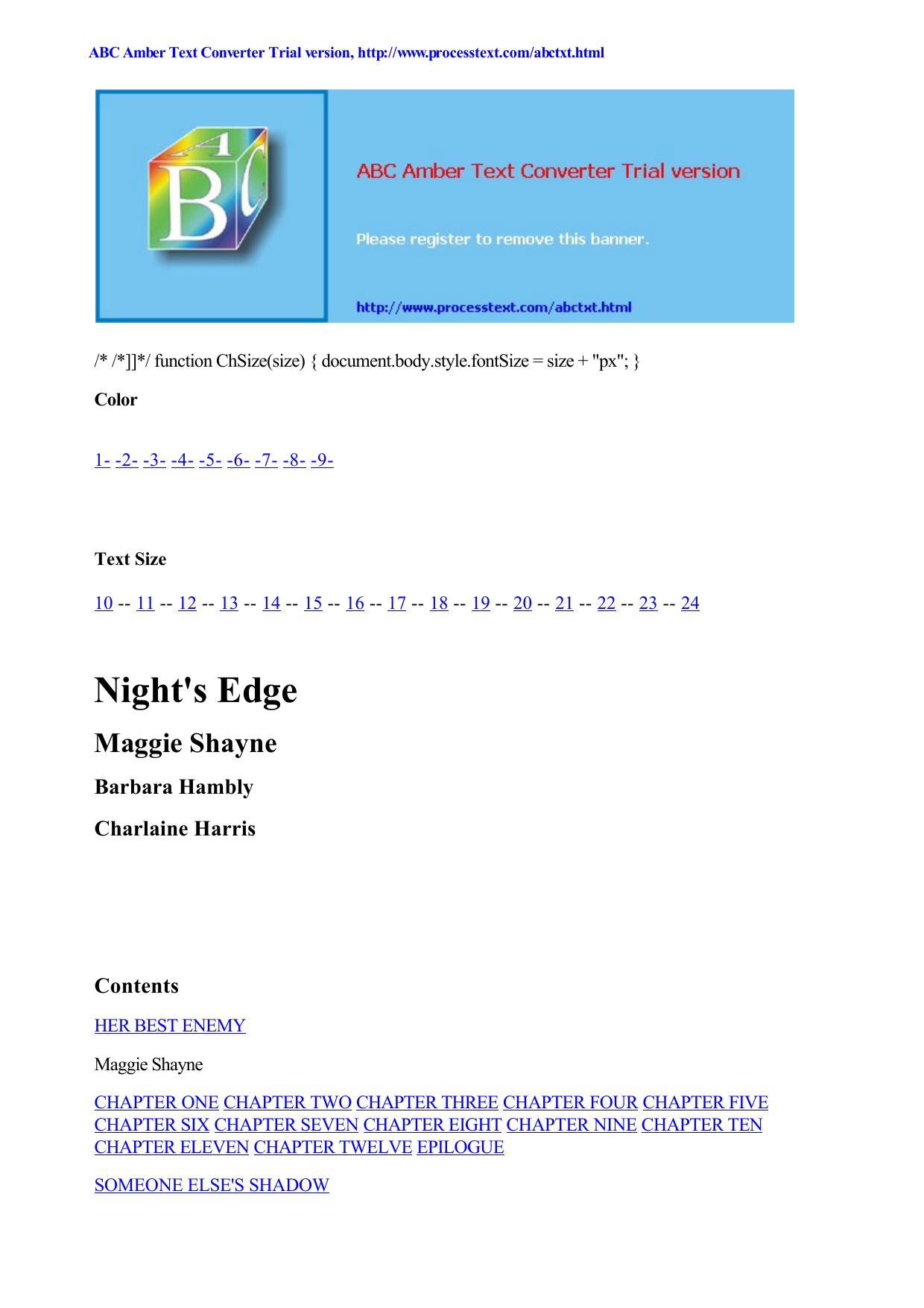 Night's Edge by Maggie Shayne Barbara Hambly Charlaine Harris