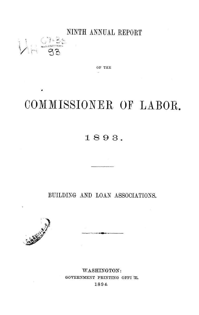 Ninth annual report of the commissioner of labour by 1894