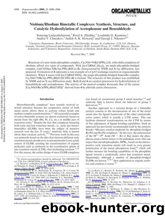 NiobiumRhodium Bimetallic Complexes: Synthesis, Structure, and Catalytic Hydrosilylation of Acetophenone and Benzaldehyde by unknow
