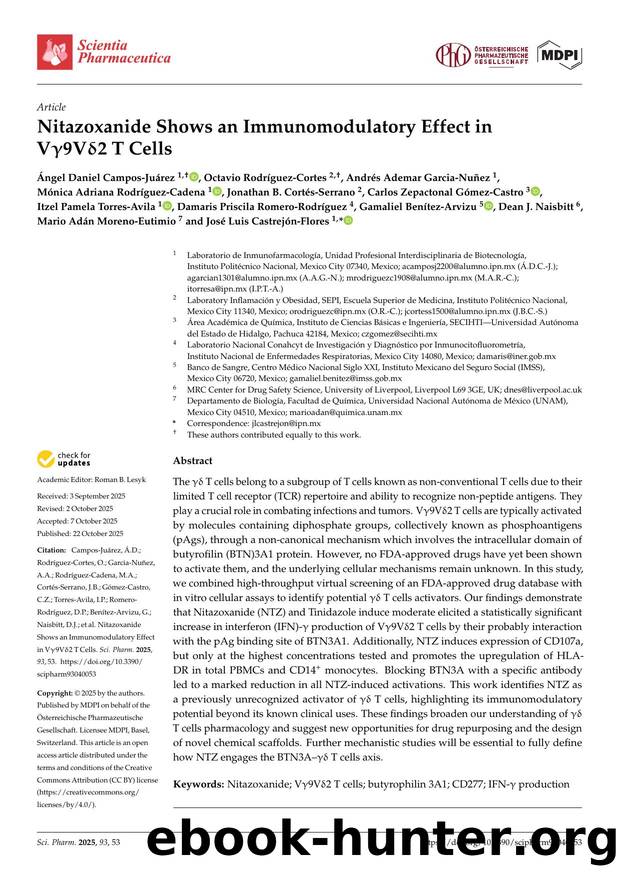 Nitazoxanide Shows an Immunomodulatory Effect in V9V2 T Cells by unknow
