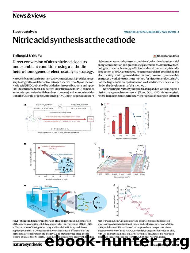 Nitric acid synthesis at the cathode by Tieliang Li & Yifu Yu