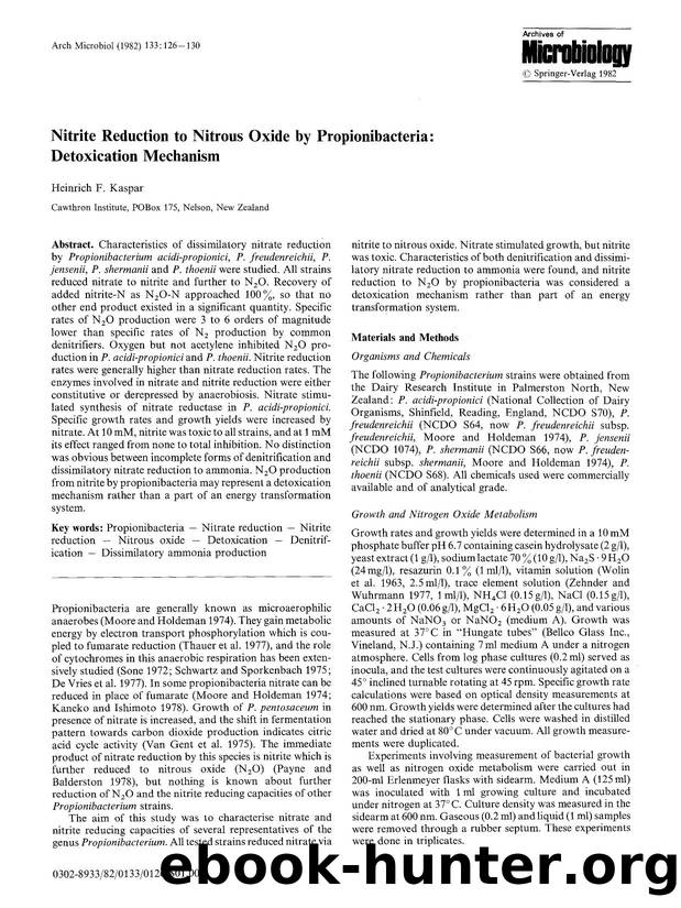 Nitrite reduction to nitrous oxide by propionibacteria: Detoxication mechanism by Unknown