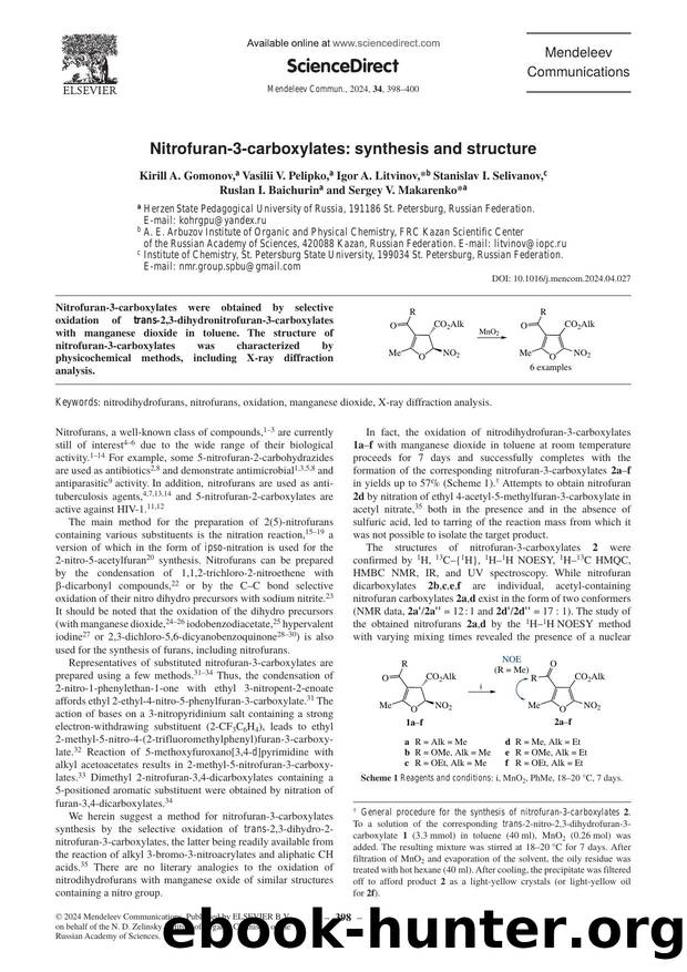 Nitrofuran-3-carboxylates: synthesis and structure by Kirill A. Gomonov