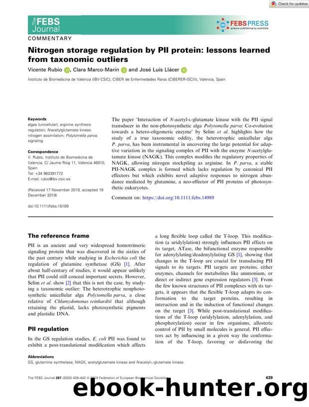 Nitrogen storage regulation by PII protein: lessons learned from taxonomic outliers by Unknown