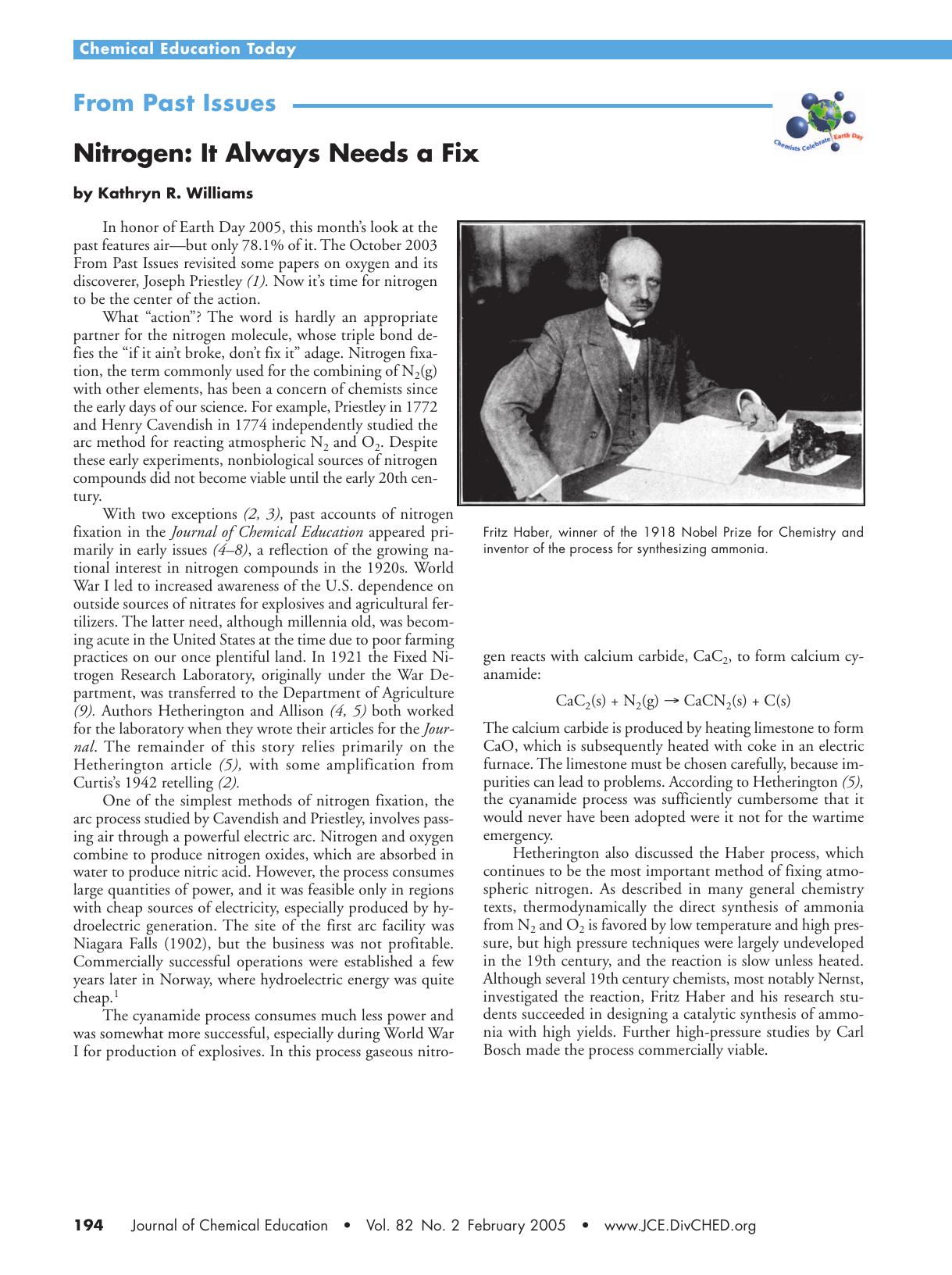 Nitrogen: It Always Needs a Fix by Kathryn R. Williams