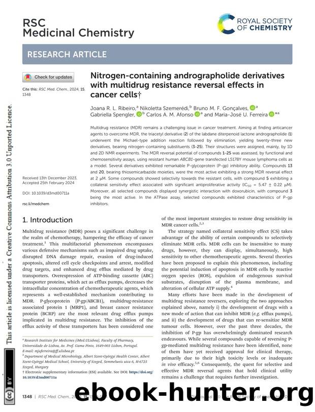 Nitrogen-containing andrographolide derivatives with multidrug resistance reversal effects in cancer cells by unknow