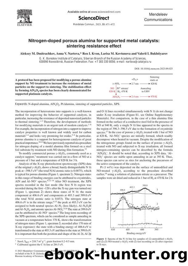 Nitrogen-doped porous alumina for supported metal catalysts: Sintering resistance effect by unknow