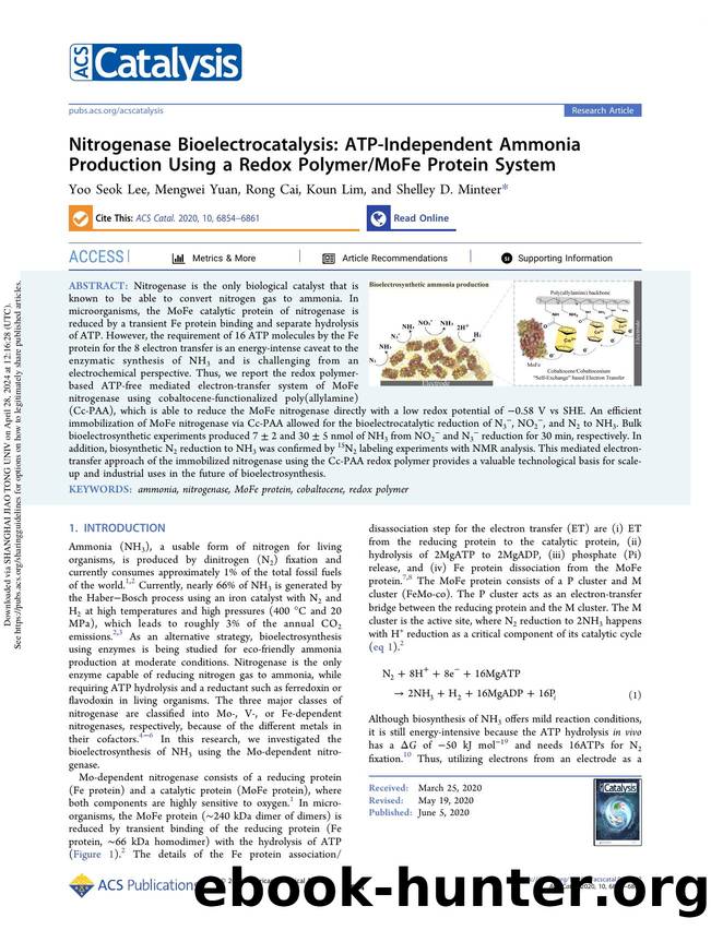 Nitrogenase Bioelectrocatalysis: ATP-Independent Ammonia Production Using a Redox PolymerMoFe Protein System by Yoo Seok Lee Mengwei Yuan Rong Cai Koun Lim & Shelley D. Minteer