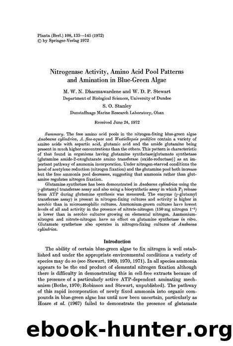 Nitrogenase activity, amino acid pool patterns and amination in blue-green algae by Unknown