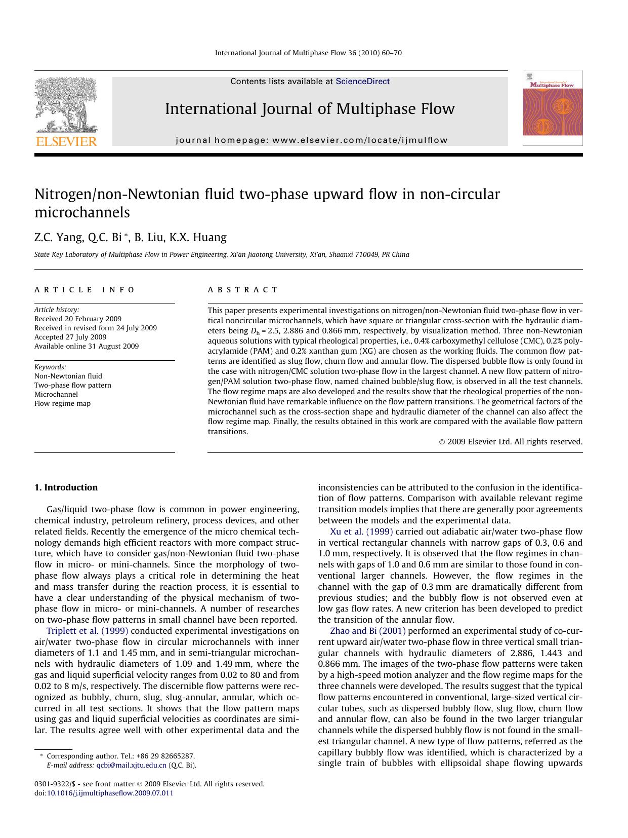 Nitrogennon-Newtonian fluid two-phase upward flow in non-circular microchannels by Z.C. Yang; Q.C. Bi; B. Liu; K.X. Huang