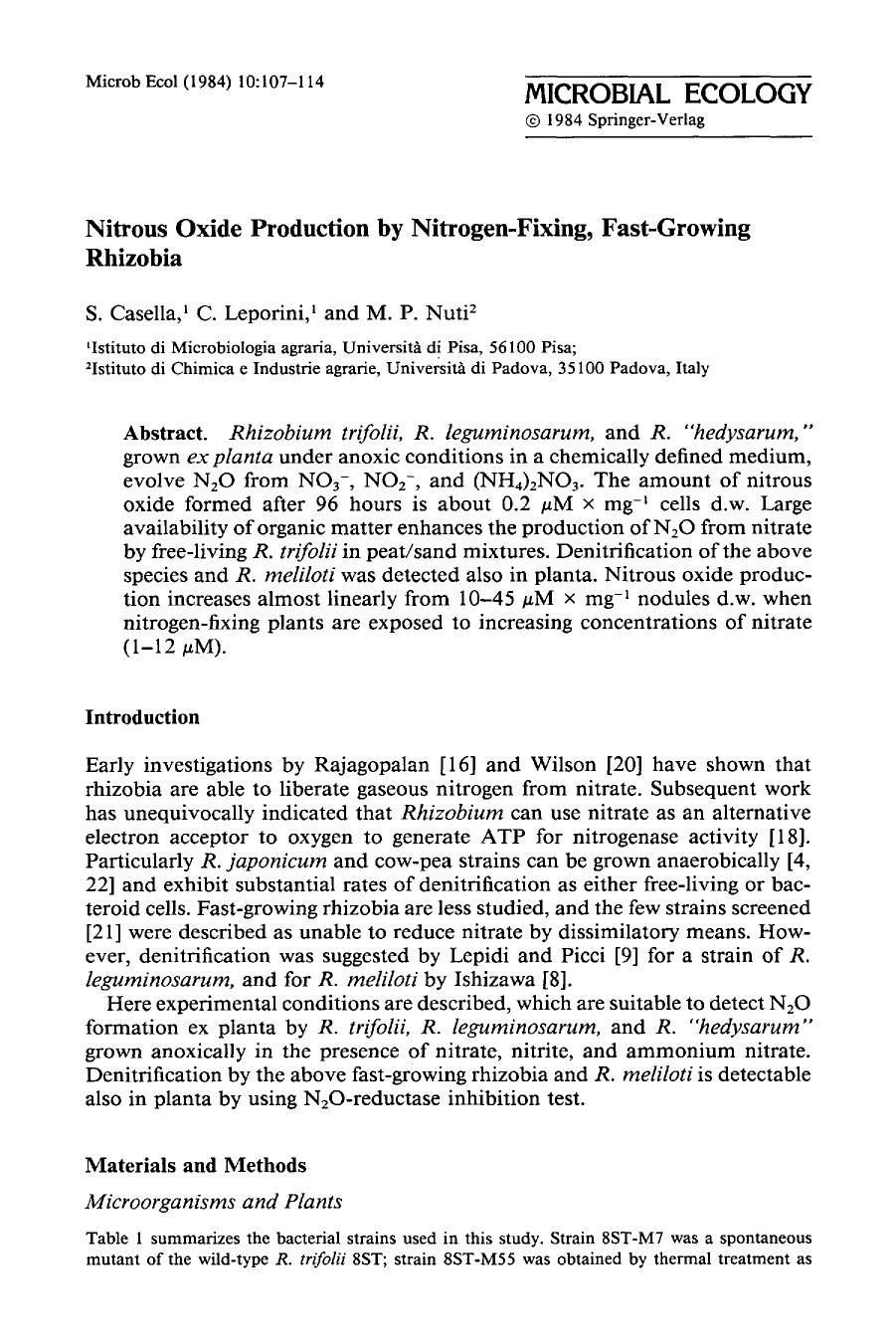 Nitrous oxide production by nitrogen-fixing, fast-growing Rhizobia by Unknown