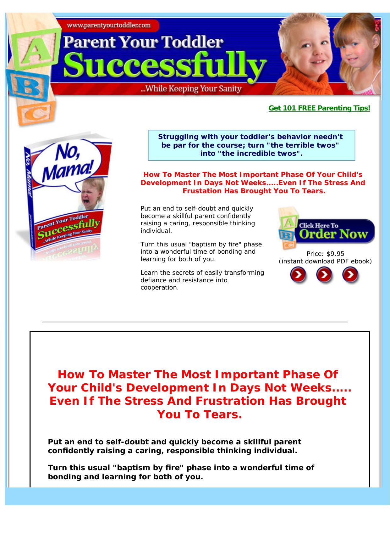 No Mama! Parent Your Toddler Successfully While Keeping Your Sanity. by Best of Kuszter's Collection