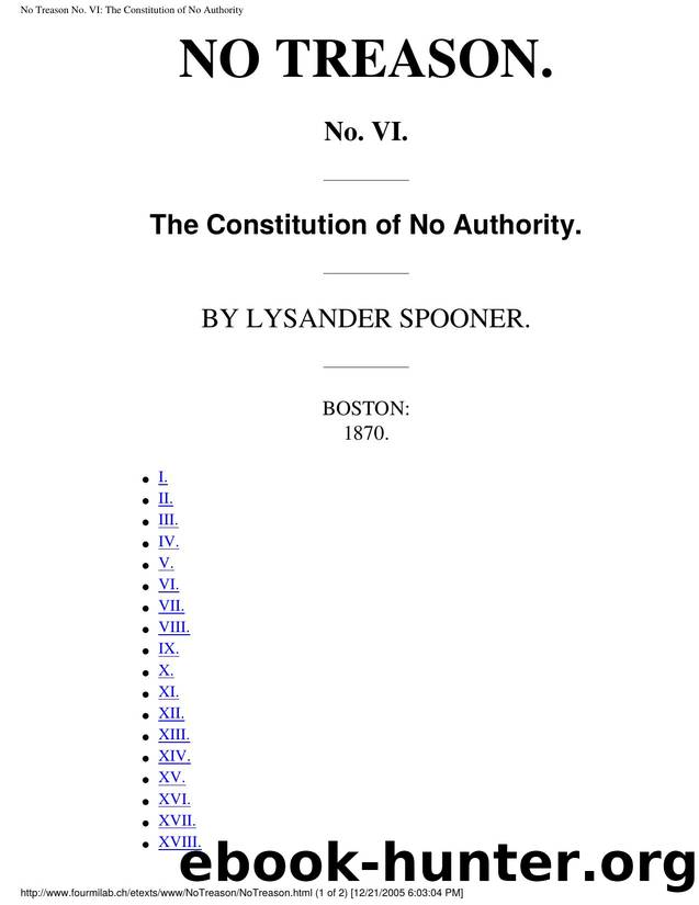 No Treason No. VI: The Constitution of No Authority by Unknown
