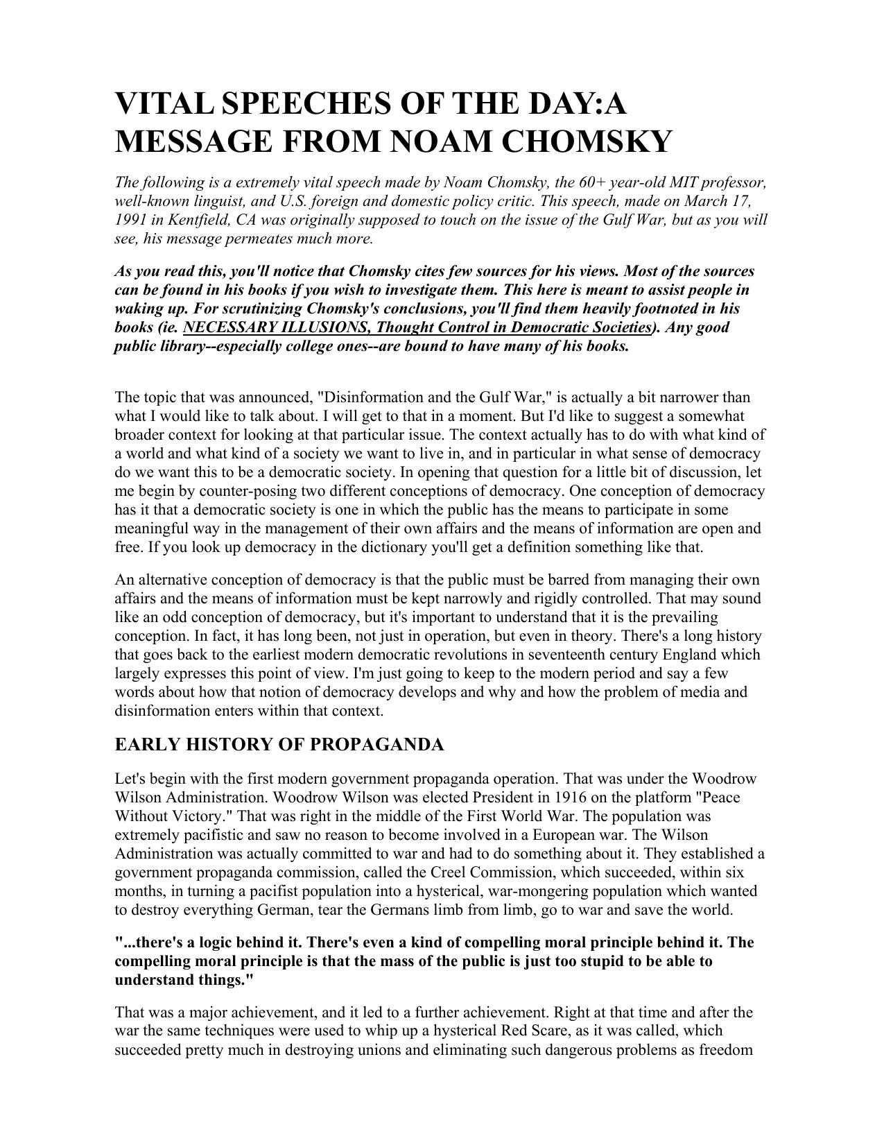 Noam Chomsky on the history of US propaganda to today by Calimero