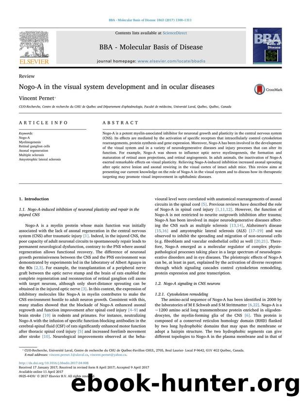 Nogo-A in the visual system development and in ocular diseases by Vincent Pernet