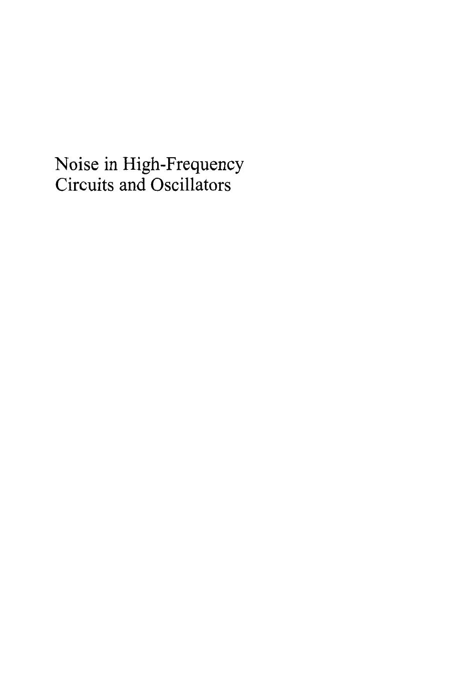 Noise in High-Frequency Circuits and Oscillators by Schiek Burkhard