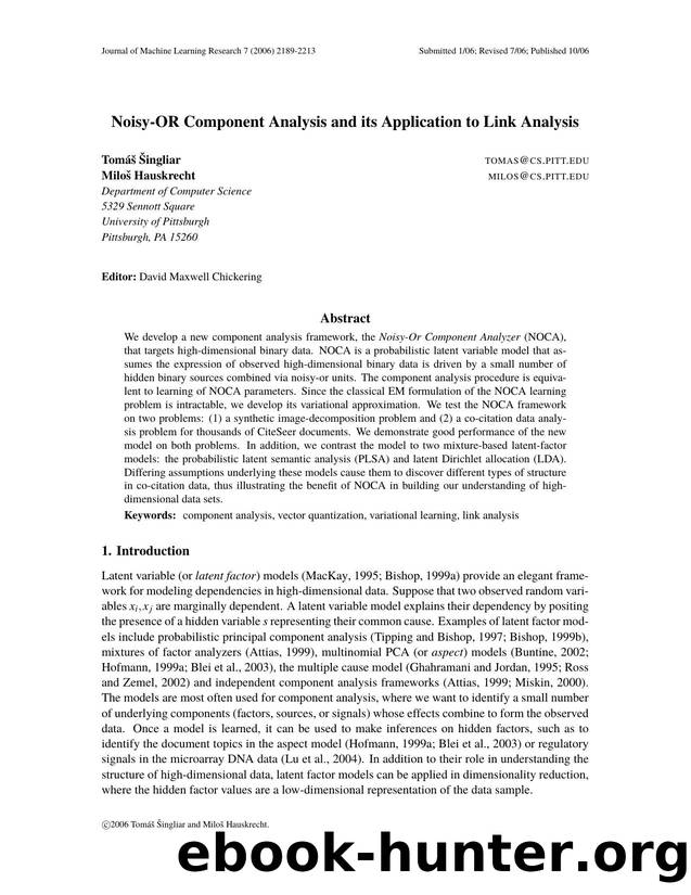 Noisy-OR Component Analysis and its Application to Link Analysis by Unknown