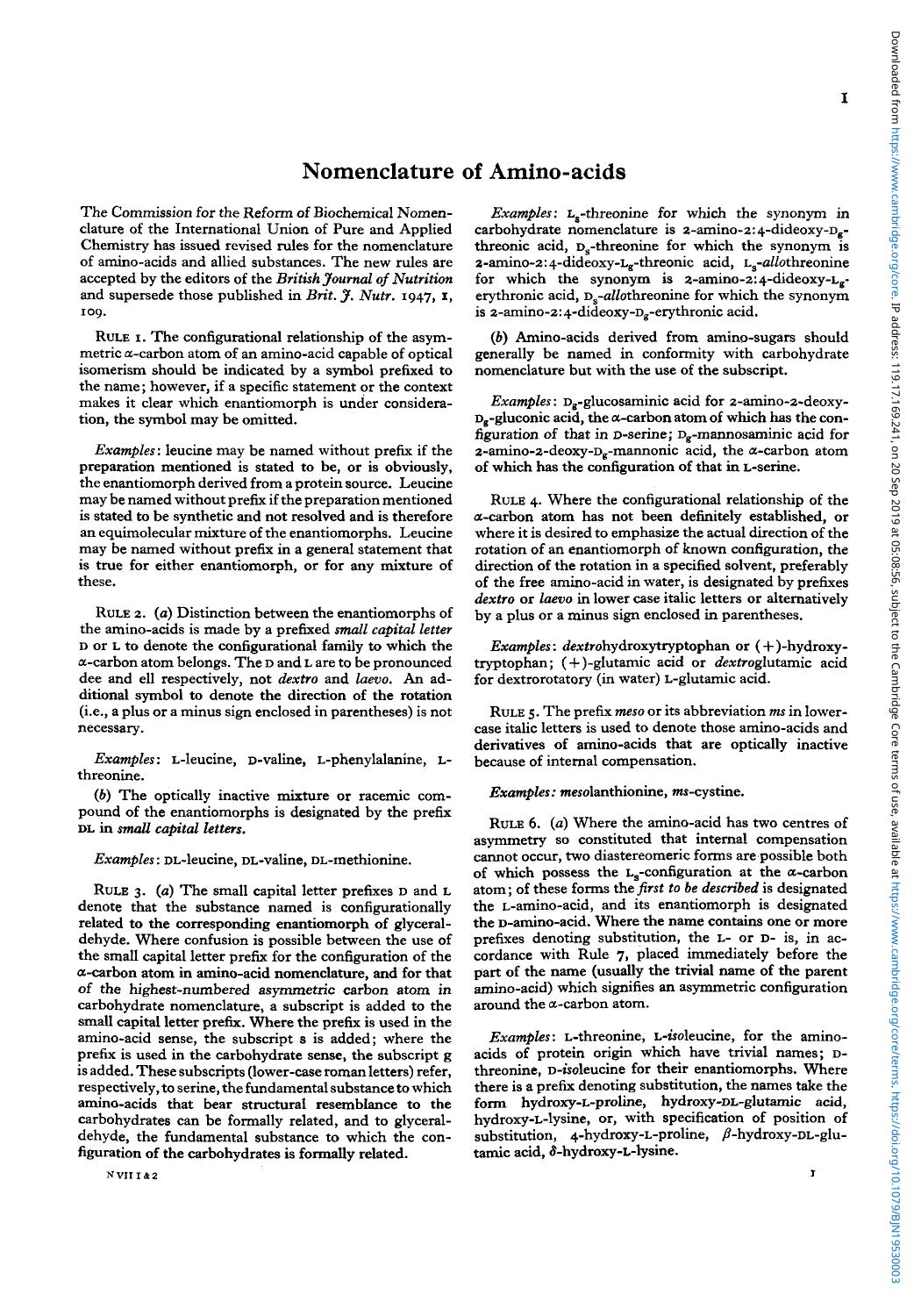 Nomenclature of Amino-acids by Unknown
