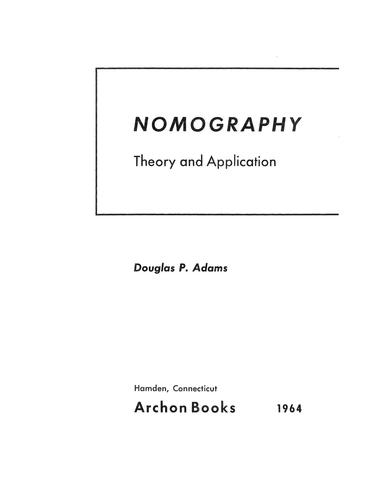 Nomography - Theory and Appln. [math] by D. Adams