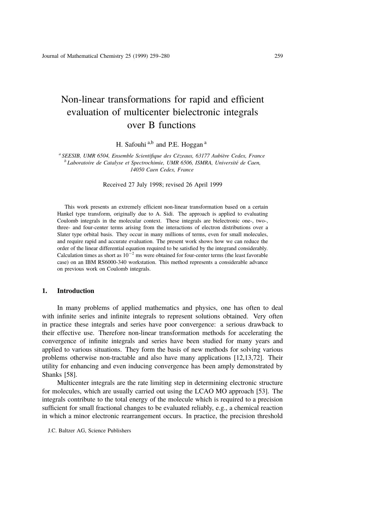 Non‐linear transformations for rapid and efficient evaluation of multicenter bielectronic integrals over B functions by Unknown