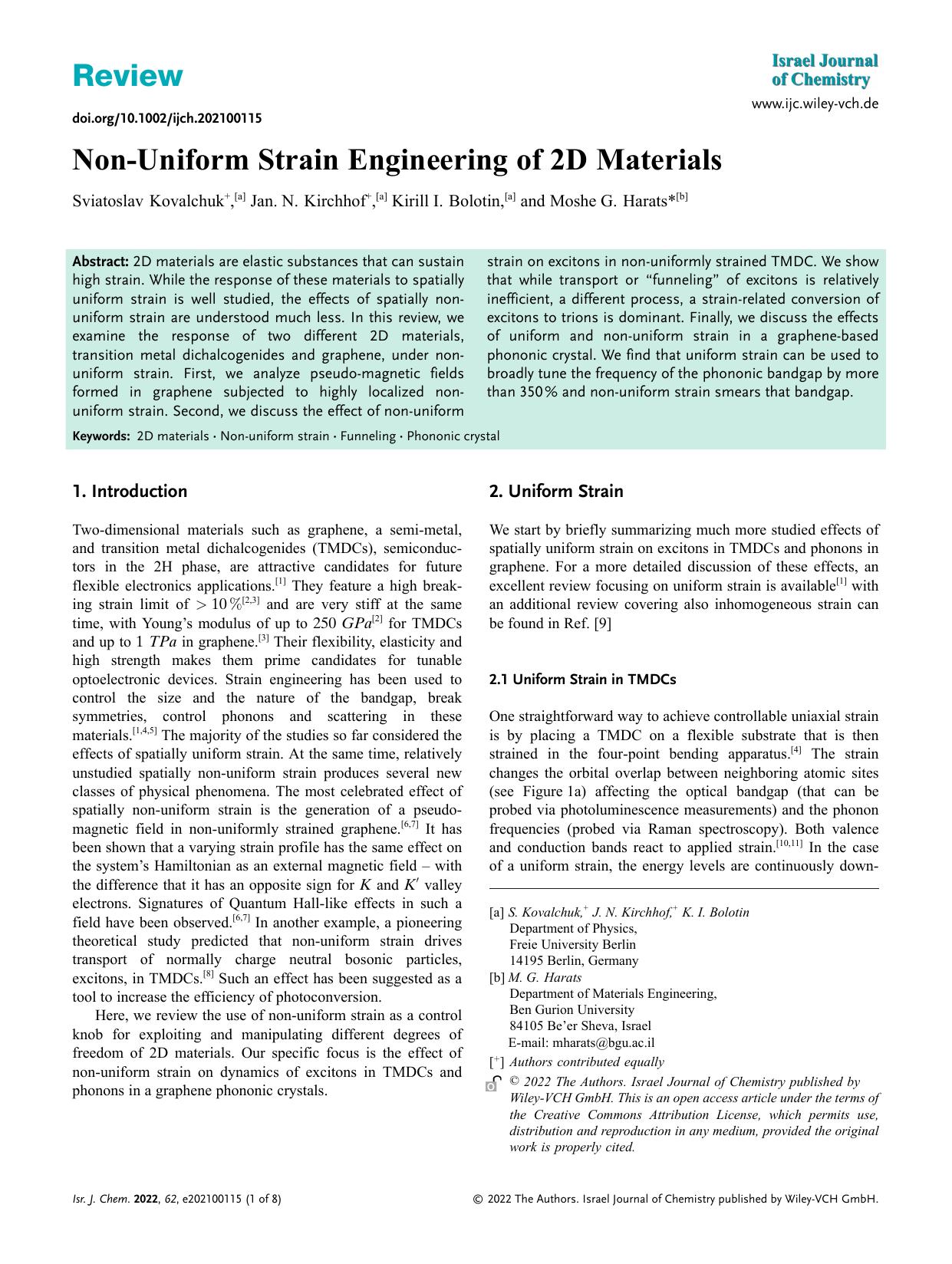 NonâUniform Strain Engineering of 2D Materials by Unknown