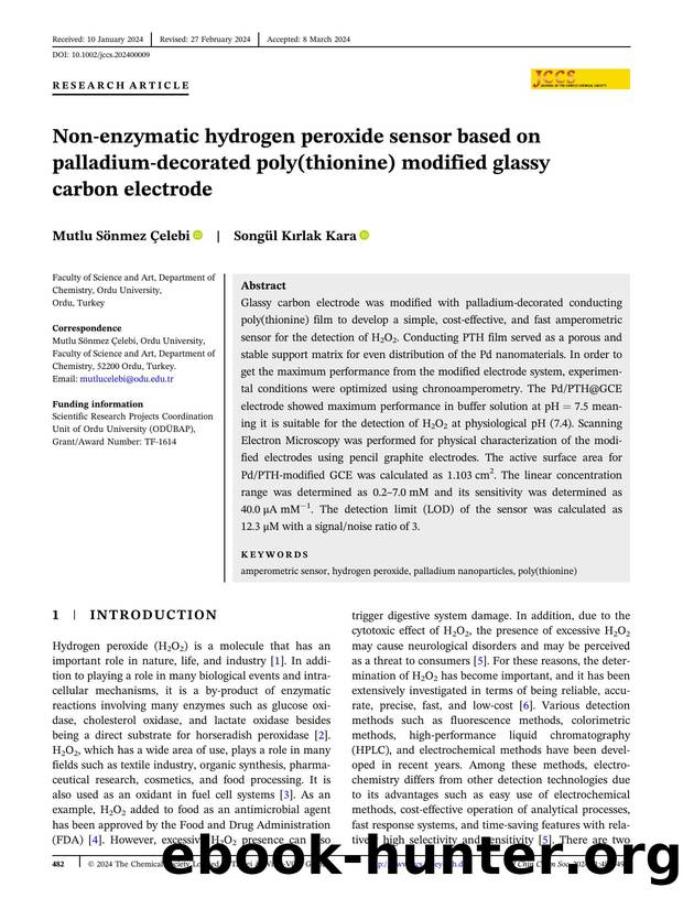 Nonâenzymatic hydrogen peroxide sensor based on palladium decorated poly(thionine) modified glassy carbon electrode by Unknown