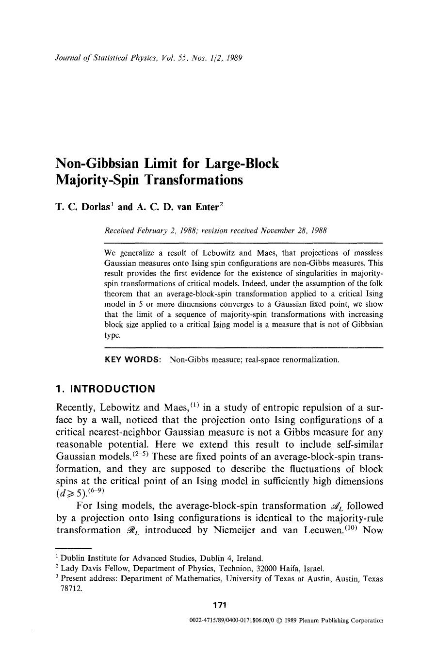 Non-Gibbsian limit for large-block majority-spin transformations by Unknown