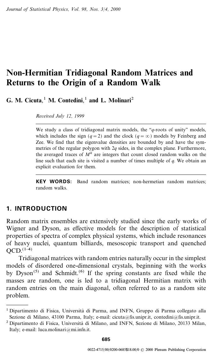 Non-Hermitian Tridiagonal Random Matrices and Returns to the Origin of a Random Walk by Unknown