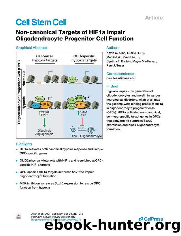 Non-canonical Targets of HIF1a Impair Oligodendrocyte Progenitor Cell Function by unknow