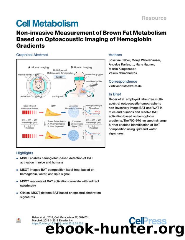 Non-invasive Measurement of Brown Fat Metabolism Based on Optoacoustic Imaging of Hemoglobin Gradients by unknow