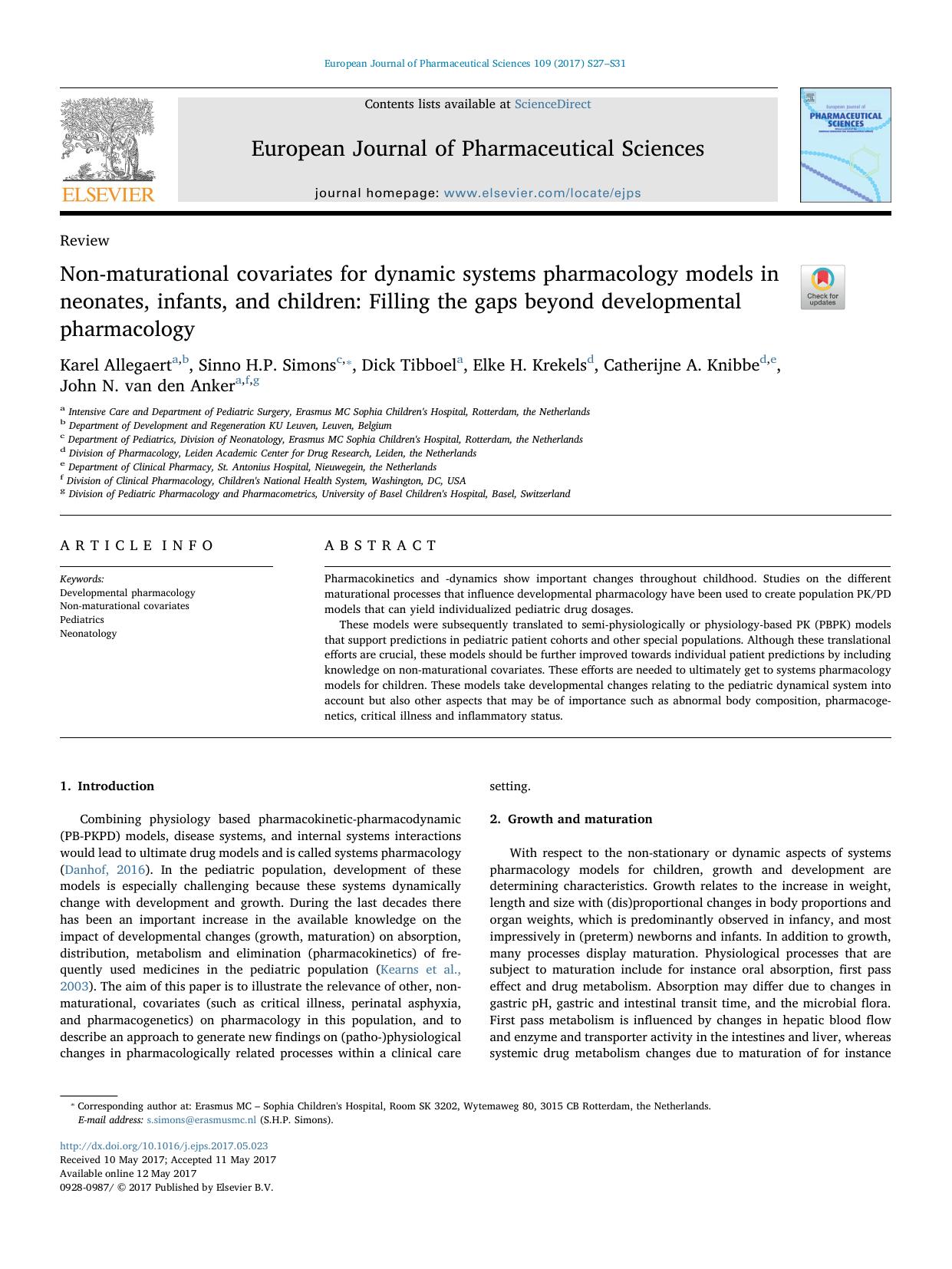 Non-maturational covariates for dynamic systems pharmacology models in neonates, infants, and children_ Filling the gaps beyond developmental pharmacology by unknow