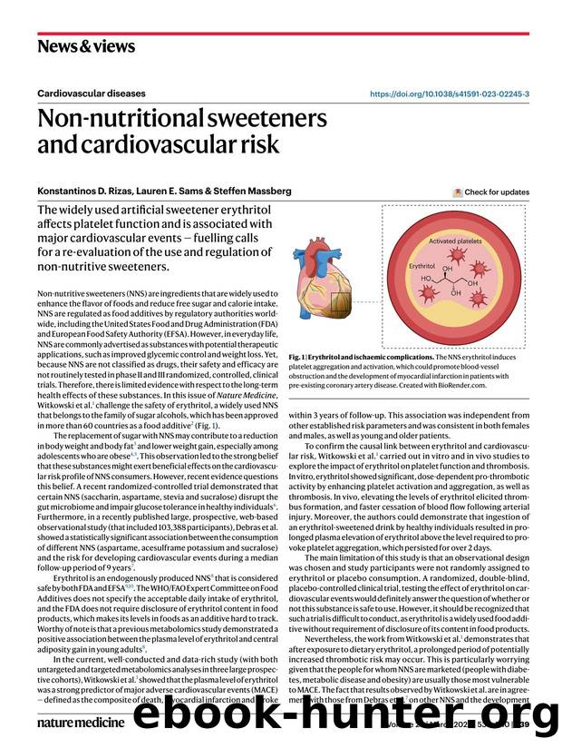 Non-nutritional sweeteners and cardiovascular risk by Konstantinos D. Rizas & Lauren E. Sams & Steffen Massberg