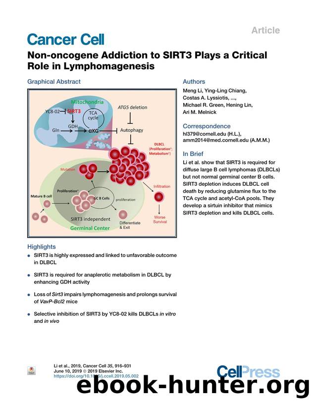 Non-oncogene Addiction to SIRT3 Plays a Critical Role in Lymphomagenesis by unknow