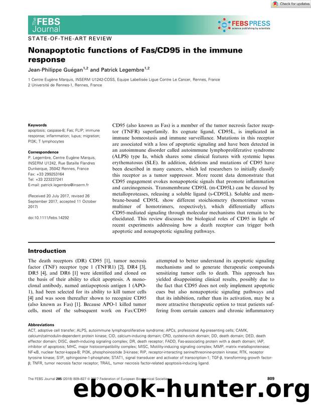 Nonapoptotic functions of FasCD95 in the immune response by Unknown