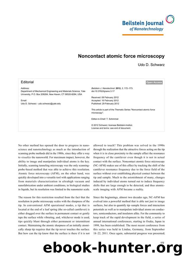 Noncontact atomic force microscopy by Udo D Schwarz