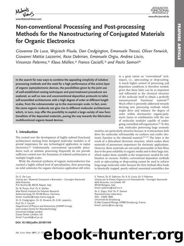 Nonconventional Processing and Postprocessing Methods for the Nanostructuring of Conjugated Materials for Organic Electronics by wcu