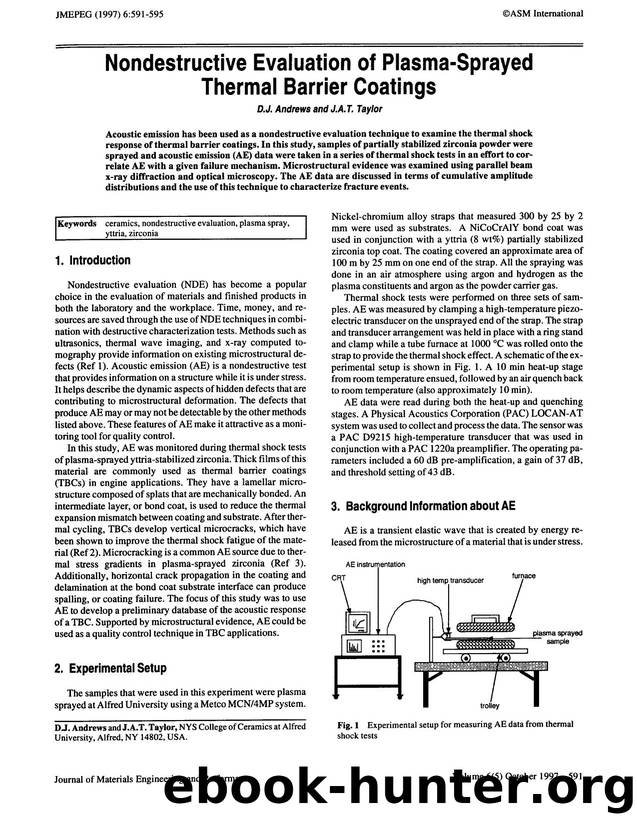Nondestructive evaluation of plasma-sprayed thermal barrier coatings by Unknown