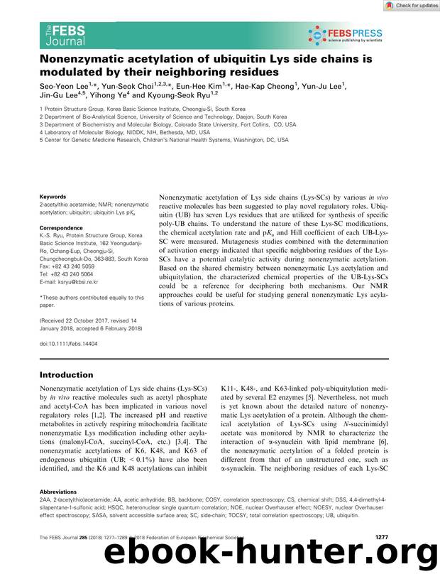 Nonenzymatic acetylation of ubiquitin Lys side chains is modulated by their neighboring residues by Unknown